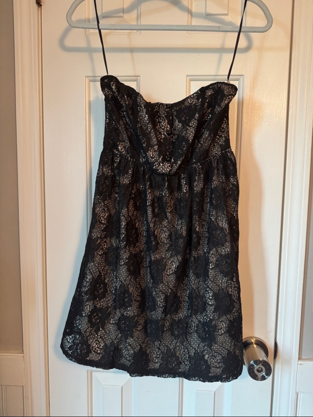 Pinky Black Lace Strapless Mini Dress (19)